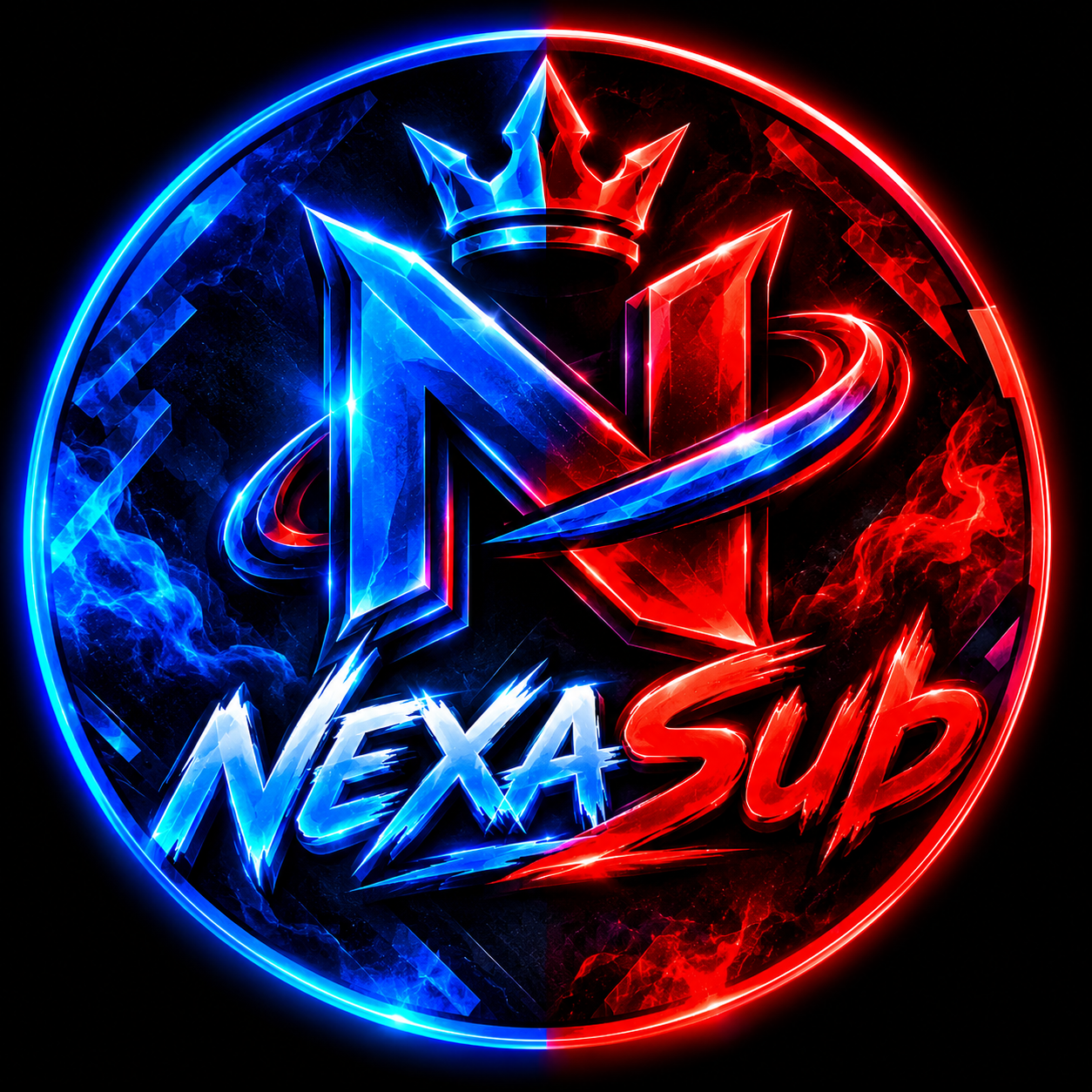 Logo NexaSub: N coroado em azul e vermelho